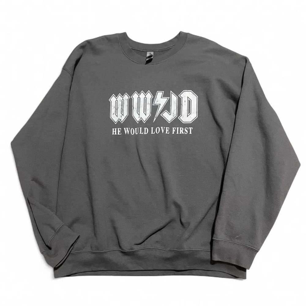 WWJD Dark Gray Graphic Crewneck Sweater